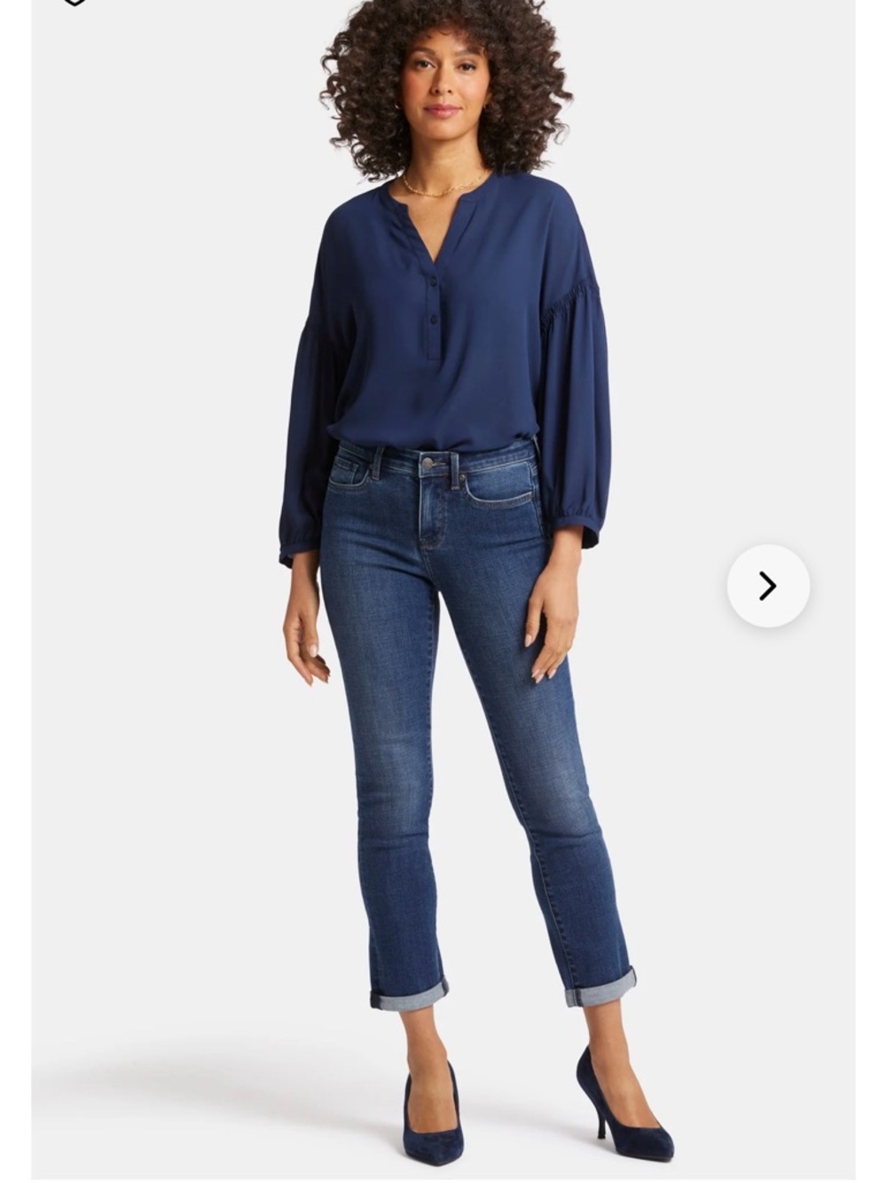 NYDJ Women’s Dark Blue Sheri Slim with wide cuff distressed jean